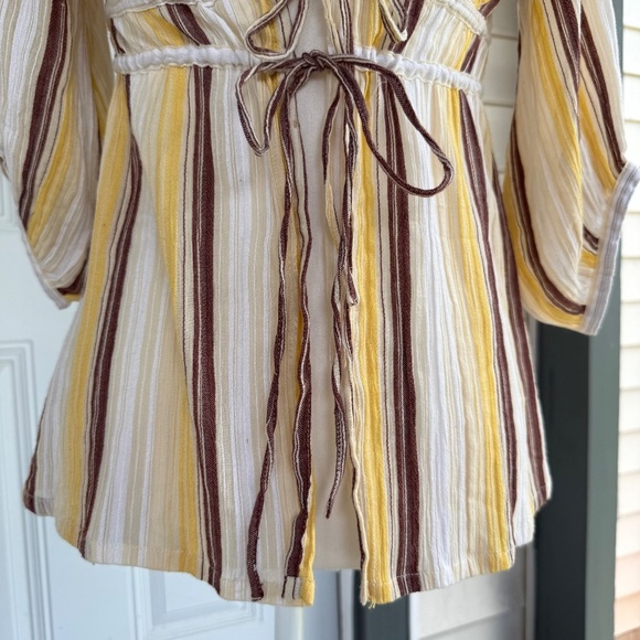 H&M Tie Front Top SZ 6‎ Boho Hippie Striped Casual Vacation - Picture 4 of 7